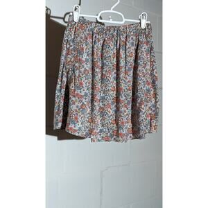 Blue Asphalt Floral Print Skirt Cottagecore Above Knee Skater Skirt Small